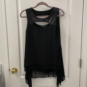 BCBG sequin and poly blouse. Great with jeans or slim skirt.